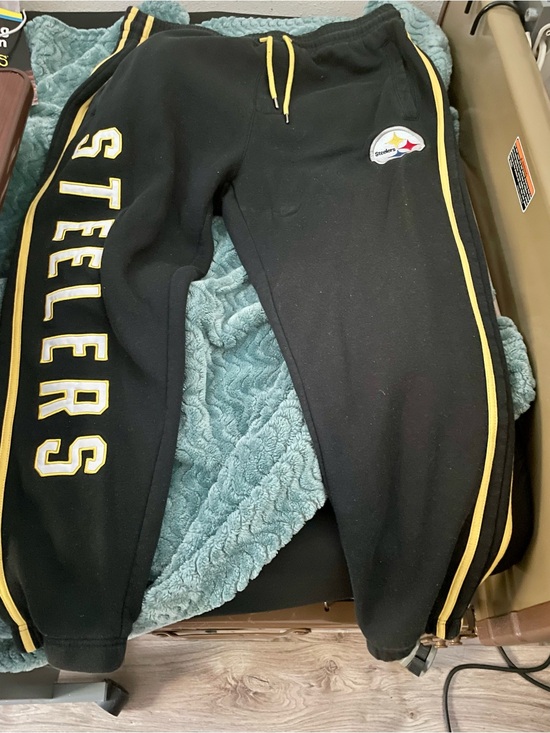 NFL Pants - Women’s NFL Pittsburgh Steelers Black Joggers with Yellow Stripes XL